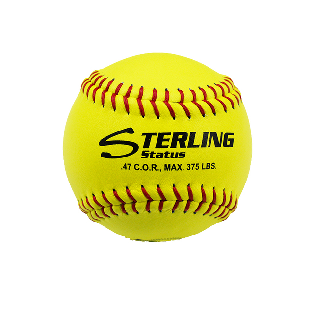 Taille et poids officiels Logo STERLING Centre en liège imprimé Matériau en cuir jaune Balle de softball