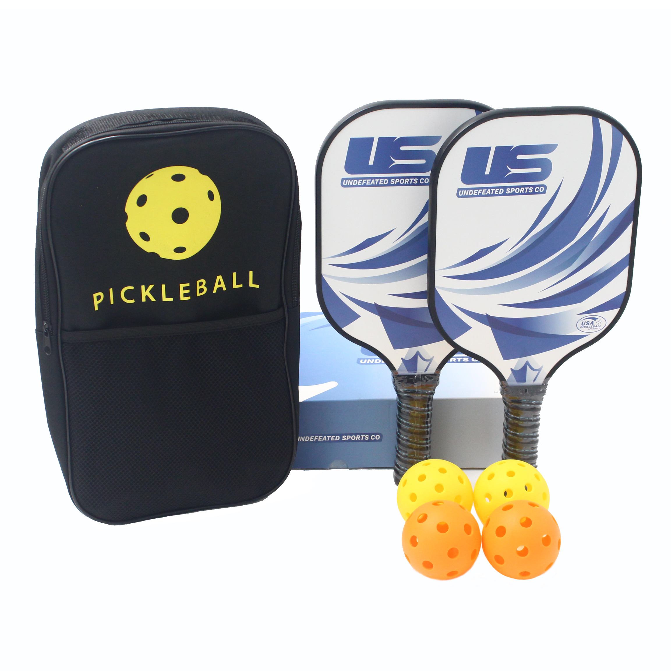 Factory Pro Ensemble de palettes de pickleball en graphite, noyau en nid d\'abeille en polypropylène, coussin de 4,25 pouces, sac portable/housse de pagaie, raquette de pickleball légère