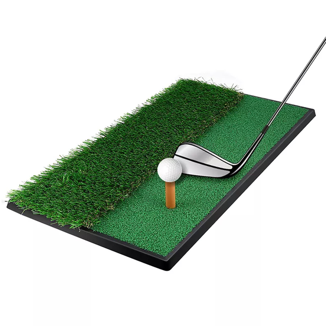 Tapis de déchiquetage de Golf d'entraînement intérieur et extérieur, dimensions personnalisées, prix bon marché, avec 2 gazons différents