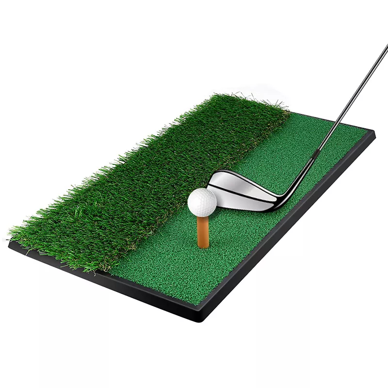 Tapis de déchiquetage de Golf d'entraînement intérieur et extérieur, dimensions personnalisées, prix bon marché, avec 2 gazons différents