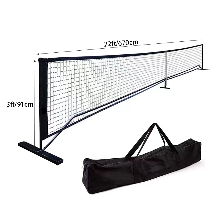 Filet de Pickleball portable, prix d'usine, cadre métallique de 22x3 pieds et filet en PE avec sac de transport pour une utilisation intérieure ou extérieure