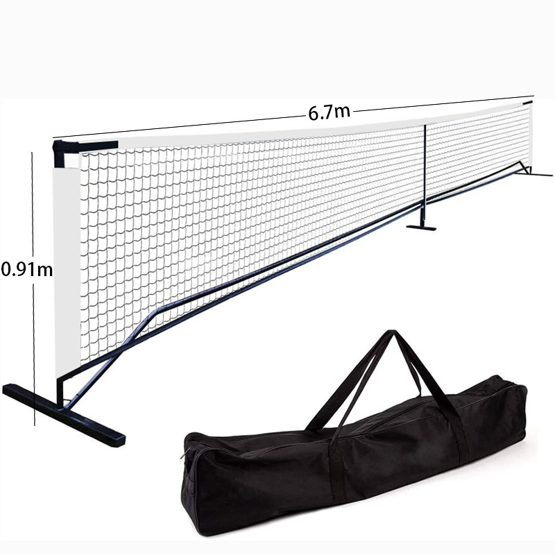 Filet de Pickleball portable, prix d'usine, cadre métallique de 22x3 pieds et filet en PE avec sac de transport pour une utilisation intérieure ou extérieure