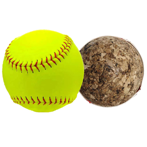 Balle de softball en cuir synthétique PVC vert, taille et poids officiels, logo personnalisé imprimé, centre en liège durable, vert